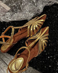 Kalila™| Gold Kitten Sandals