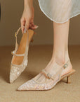 Elira™| Embroidered Mesh Heels