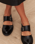 Canelle™| Black Buckle Loafers