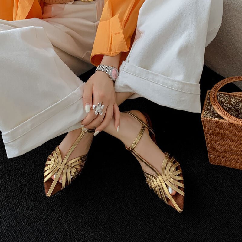 Kalila™| Gold Kitten Sandals