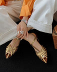 Kalila™| Gold Kitten Sandals