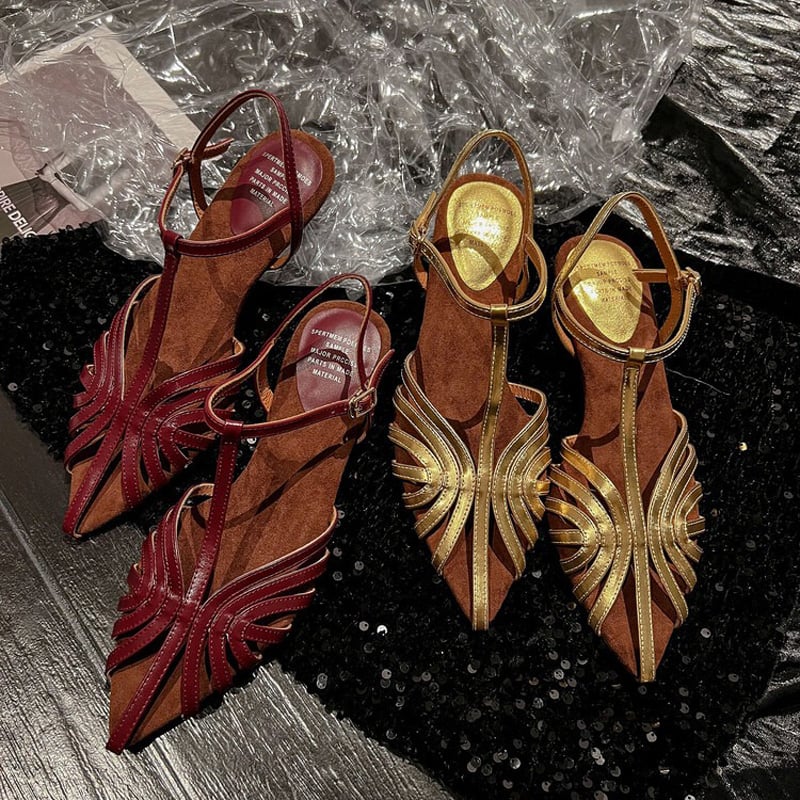 Kalila™| Gold Kitten Sandals