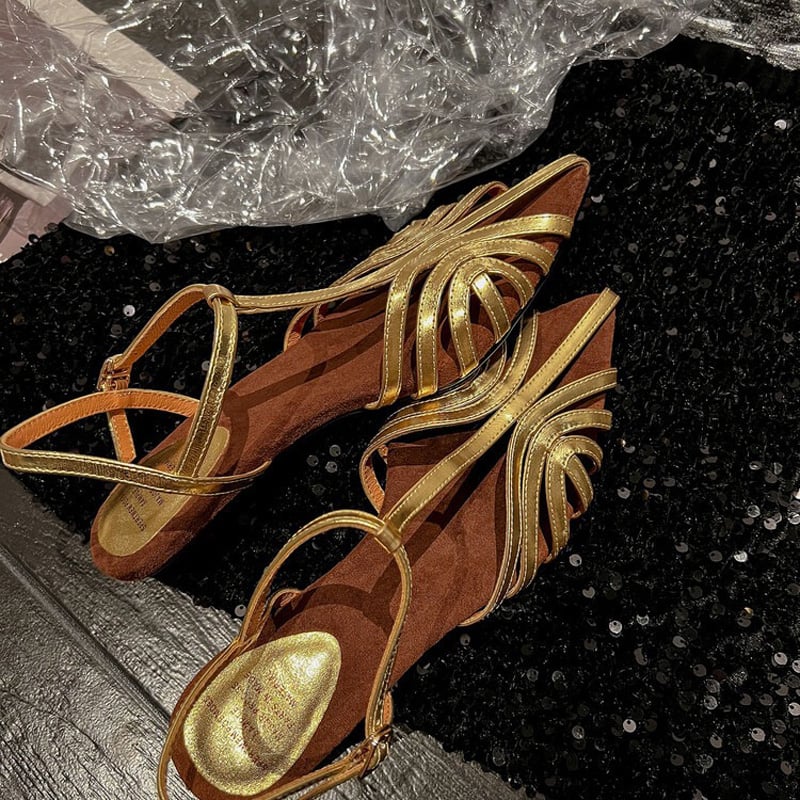 Kalila™| Gold Kitten Sandals