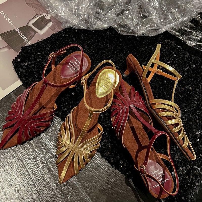Kalila™| Gold Kitten Sandals
