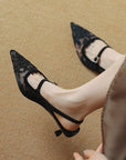 Elira™| Embroidered Mesh Heels