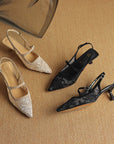 Elira™| Embroidered Mesh Heels