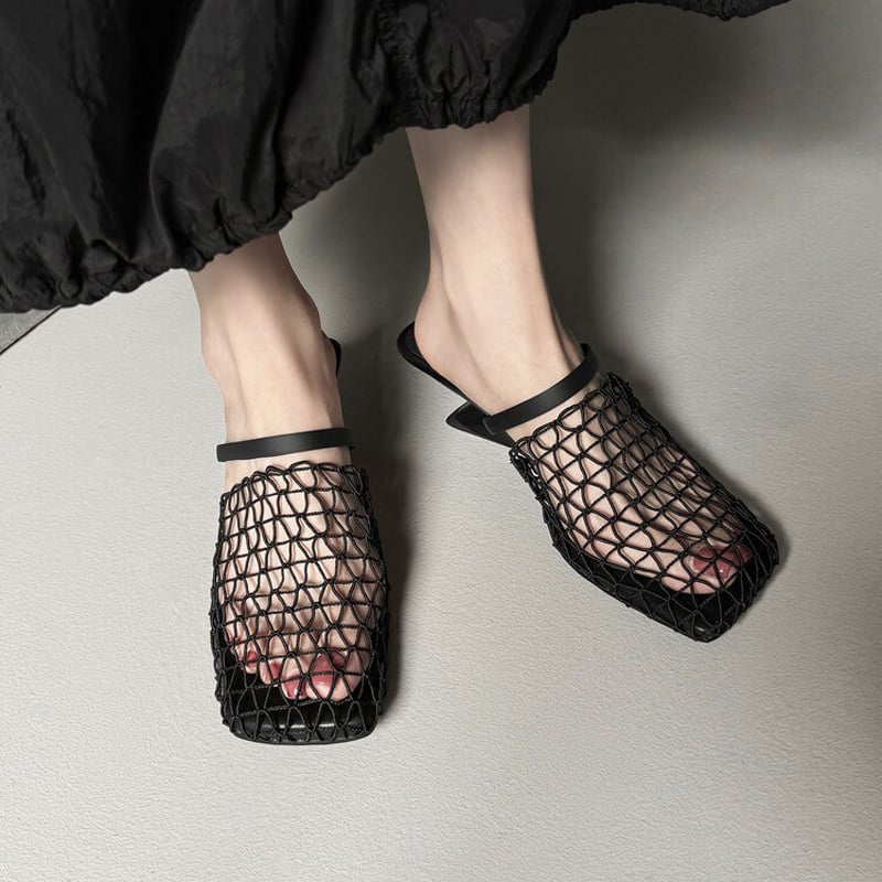 Jamil™| Mesh Curve Mules