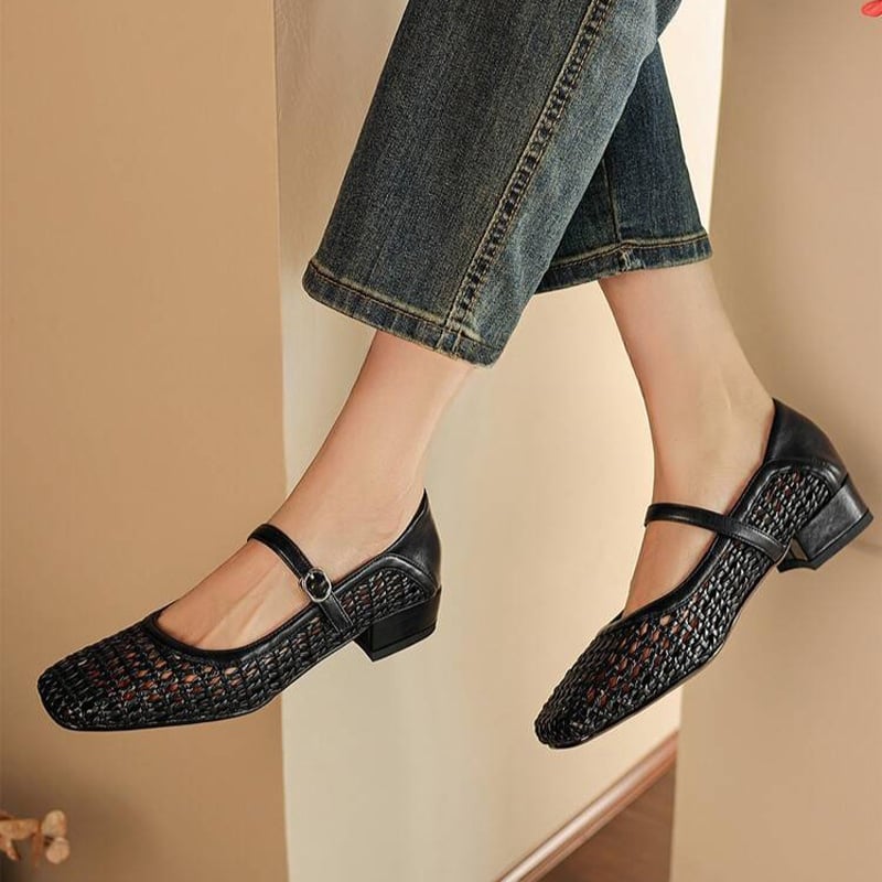 Mara™| Textured Strap Pumps