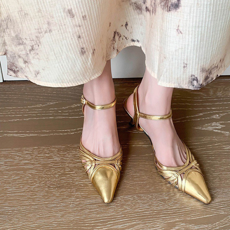 Amoura™ | Gold Slingback Heels