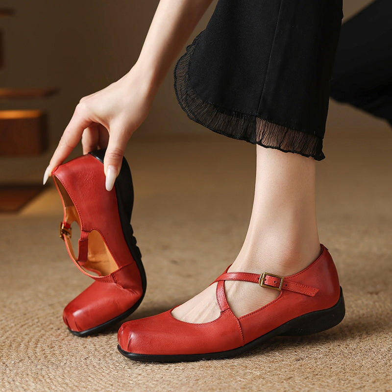 Edith™| Leather Mary Janes